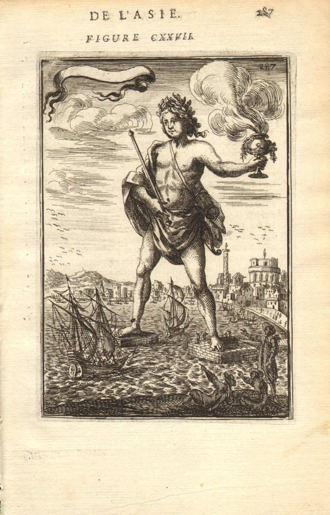 COLOSSUS OF RHODES. Isle de Rhodes. Dodecanese. Greek islands. MALLET 1683